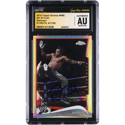 R-Truth WWE Autographed 2014 Topps Chrome Refractor #37 CGC Fanatics Witnessed Authenticated AUTO 10 Card