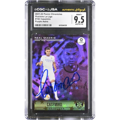 Carlos Casemiro Real Madrid Autographed 2021-22 Panini Chronicles Illusions Purple Astro #192 CGC Authenticated 9.5/10 Card