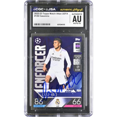 Carlos Casemiro Real Madrid Autographed 2022-23 Topps Match Attax UEFA #126 CGC Authenticated AUTO 10 Card