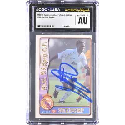 Clarence Seedorf Real Madrid Autographed 1996-97 Mundicromo Las Fichas de La Liga #102 CGC Authenticated Rookie Card