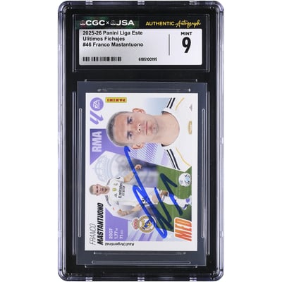 Franco Mastantuono Real Madrid Autographed 2025-26 Panini Liga Este Últimos Fichajes #46 CGC Authenticated MINT 9 Rookie Card