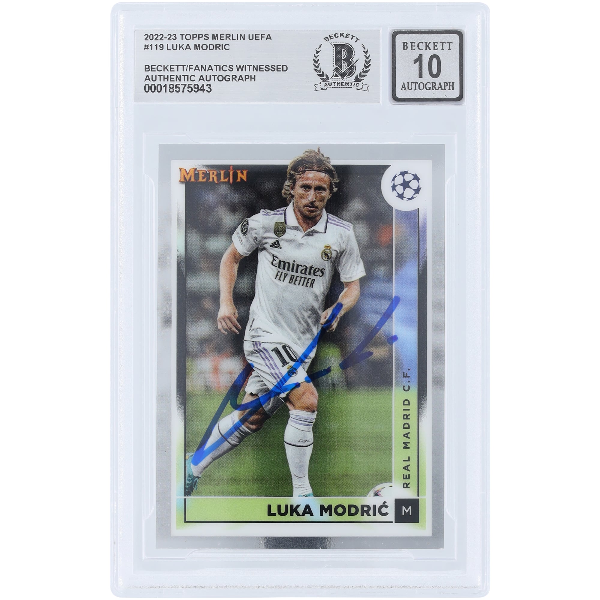 Luka Modric Real Madrid Autographed 2022-23 Topps Merlin UEFA #119 