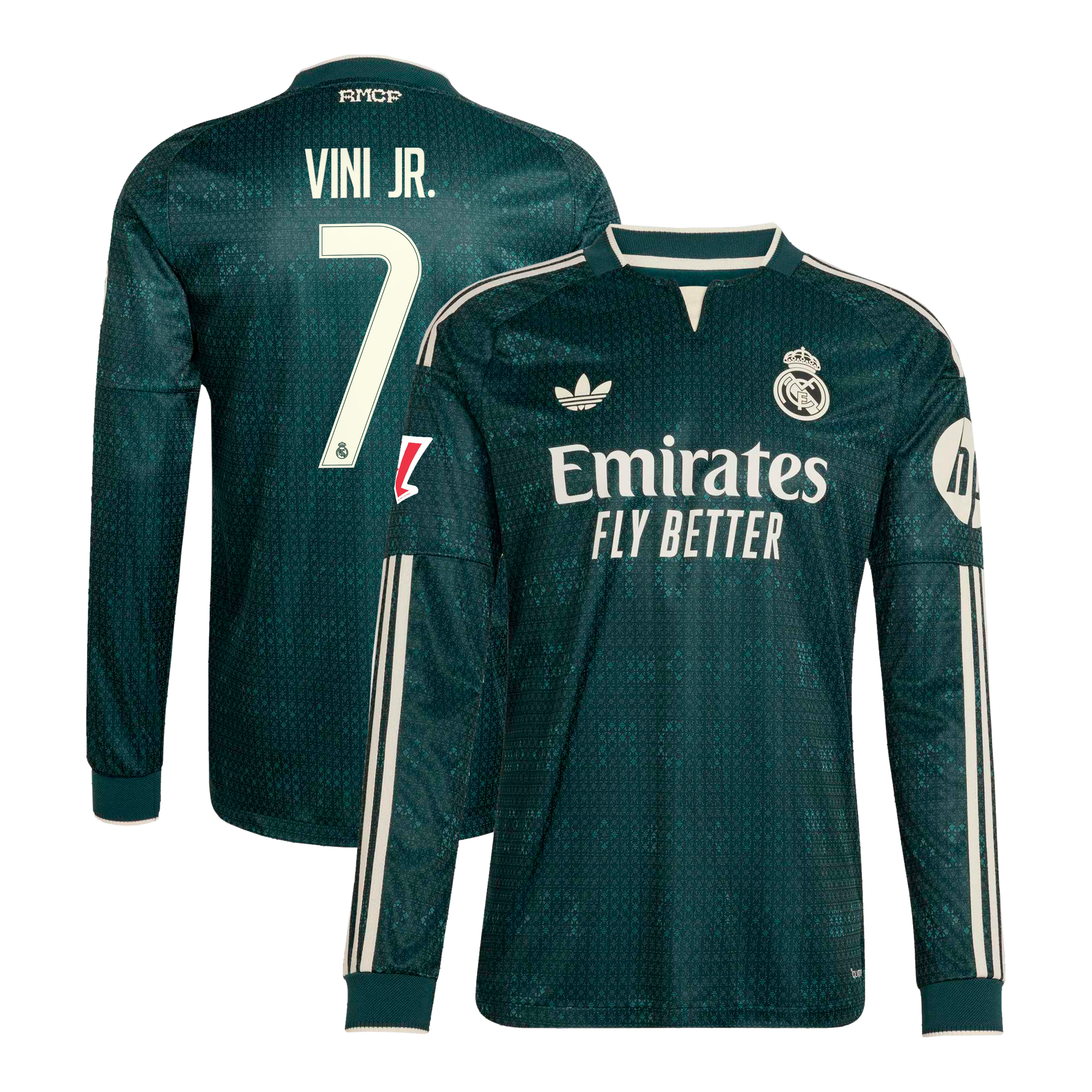 Vini Jr. Real Madrid 2026/27 Away On Field Style Long Sleeve Jersey Green