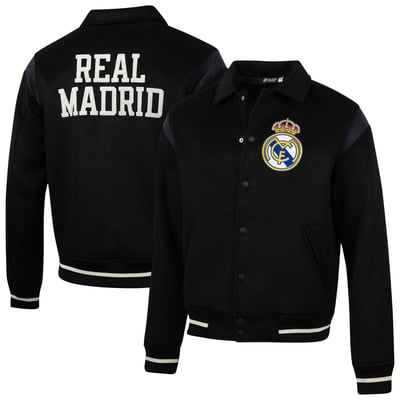 Real Madrid Sport Design Sweden Victory Varsity Full-Snap Jacket - Black