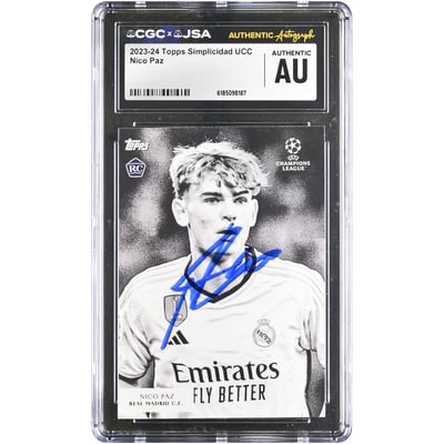 Nico Paz Real Madrid Autographed 2023-24 Topps Simplicidad UCC #NNO CGC Authenticated Rookie Card