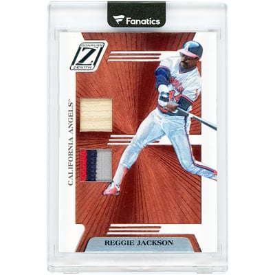 Reggie Jackson California Angels 2005 Donruss Zenith Z-Combos Prime Dual Game Used Bat & Tri-Color Jersey Relics #ZB-83 #3/10 Card