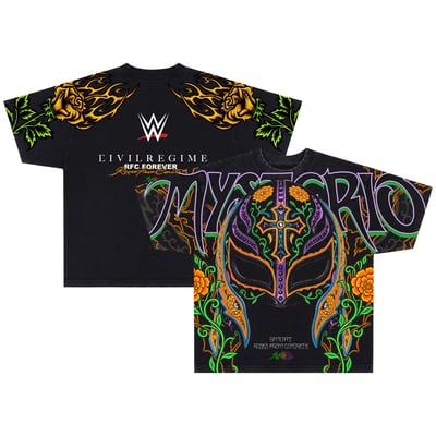 Rey Mysterio Civil Regime x WWE Día de los Muertos American Classic Oversized T-Shirt - Heather Black