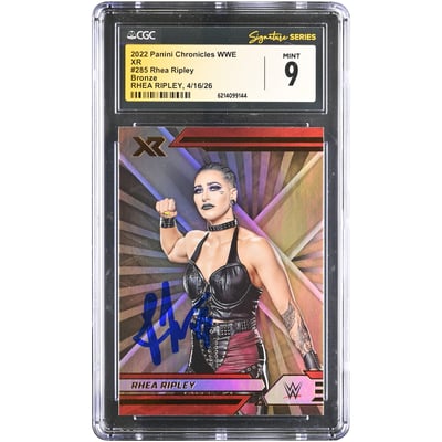 Rhea Ripley WWE Autographed 2022 Panini Chronicles XR Bronze #285 CGC Fanatics Witnessed Authenticated MINT 9 Card
