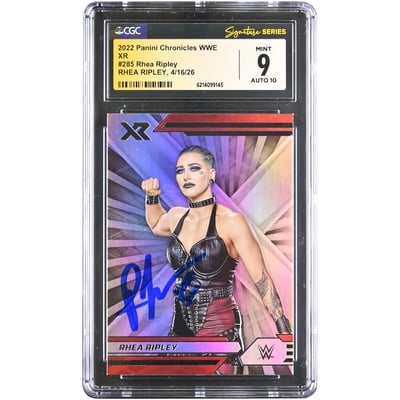 Rhea Ripley WWE Autographed 2022 Panini Chronicles XR #285 CGC Fanatics Witnessed Authenticated 9/10 Card