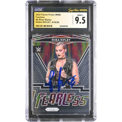 Rhea Ripley WWE Autographed 2022 Panini Prizm Fearless #6 CGC Fanatics Witnessed Authenticated MINT+ 9.5 Card