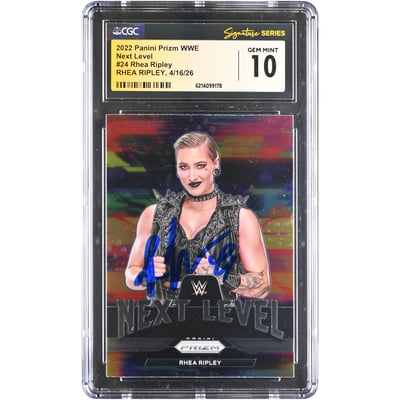 Rhea Ripley WWE Autographed 2022 Panini Prizm Next Level #24 CGC Fanatics Witnessed Authenticated GEM MINT 10 Card