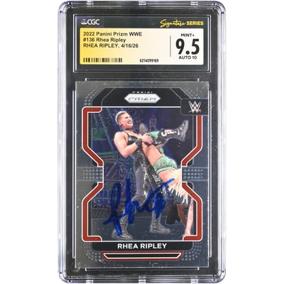 Rhea Ripley WWE Autographed 2022 Panini Prizm #136 CGC Fanatics Witnessed Authenticated 9.5/10 Card