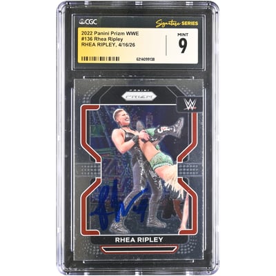 Rhea Ripley WWE Autographed 2022 Panini Prizm #136 CGC Fanatics Witnessed Authenticated MINT 9 Card