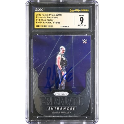 Rhea Ripley WWE Autographed 2022 Panini Prizm Prizmatic Entrances #18 CGC Fanatics Witnessed Authenticated 9/10 Card