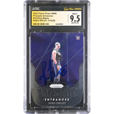 Rhea Ripley WWE Autographed 2022 Panini Prizm Prizmatic Entrances #18 CGC Fanatics Witnessed Authenticated 9.5/10 Card