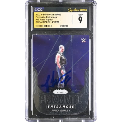 Rhea Ripley WWE Autographed 2022 Panini Prizm Prizmatic Entrances #18 CGC Fanatics Witnessed Authenticated MINT 9 Card