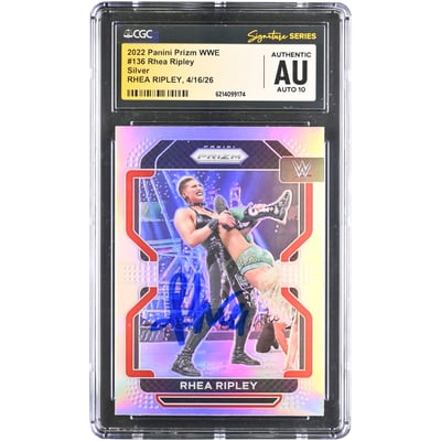 Rhea Ripley WWE Autographed 2022 Panini Prizm Silver #136 CGC Fanatics Witnessed Authenticated AUTO 10 Card