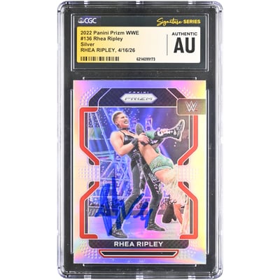 Rhea Ripley WWE Autographed 2022 Panini Prizm Silver #136 CGC Fanatics Witnessed Authenticated Card