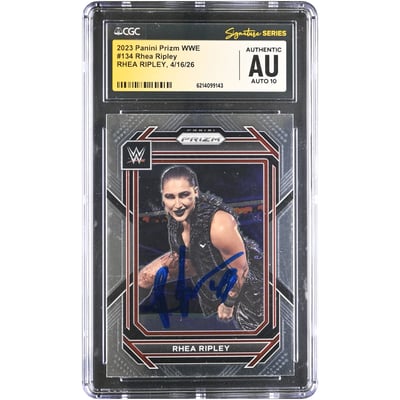 Rhea Ripley WWE Autographed 2023 Panini Prizm #134 CGC Fanatics Witnessed Authenticated AUTO 10 Card