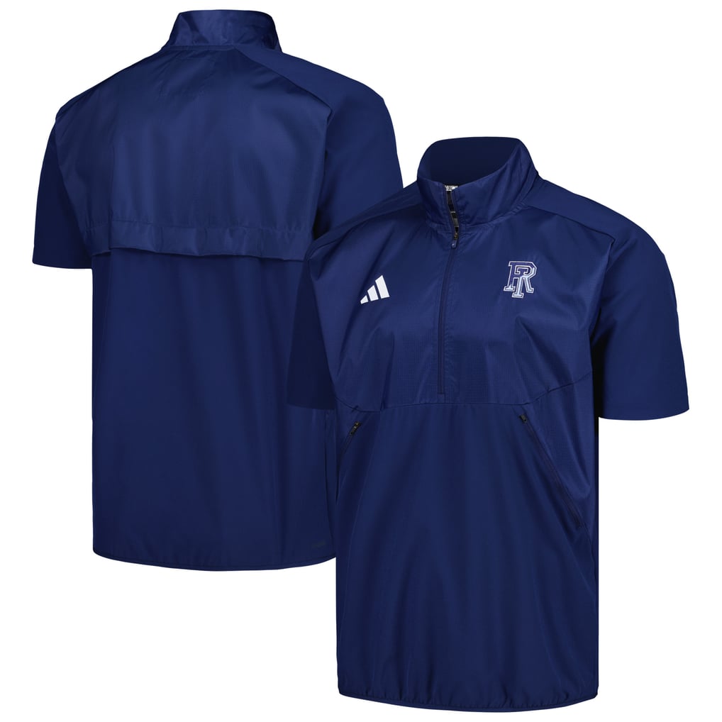 Rhode Island Rams adidas Sideline AEROREADY Raglan Short Sleeve Quarter-Zip Jacket - Navy