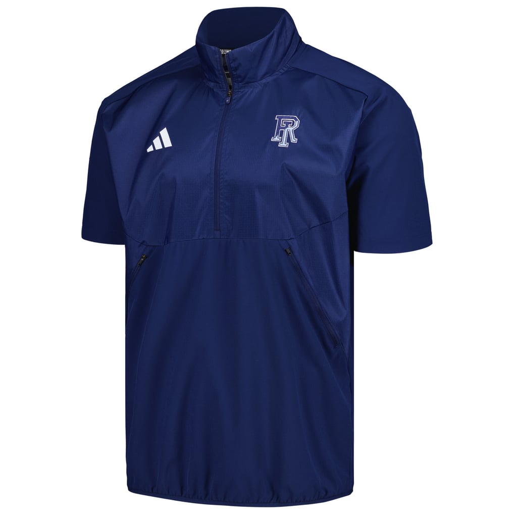 Rhode Island Rams adidas Sideline AEROREADY Raglan Short Sleeve Quarter-Zip Jacket - Navy
