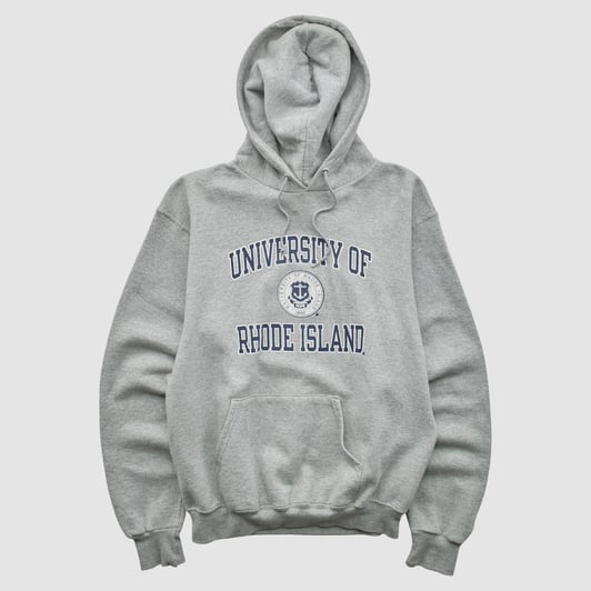 Rhode Island Rams Champion 2000s Hooded Pullover Sweatshirt - Heather Gray - XS by Fanatics Real Vintage