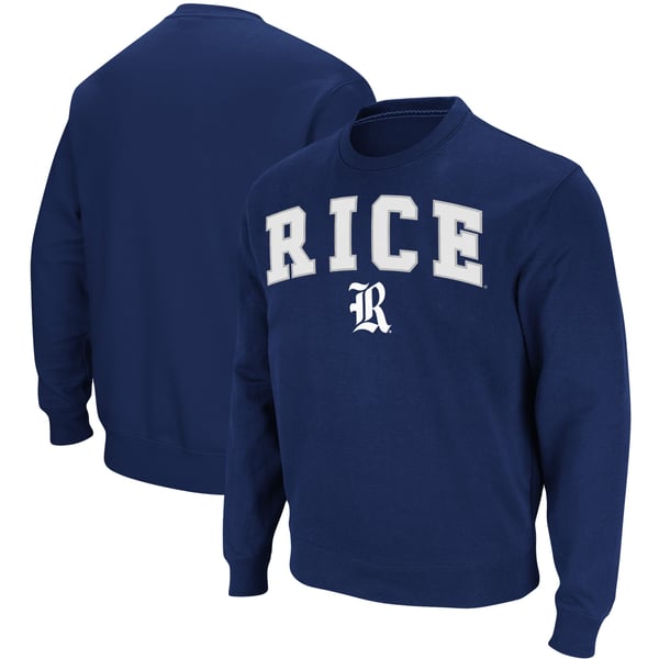 Rice Owls Colosseum Arch & Logo Tackle Twill Pullover Sweatshirt 