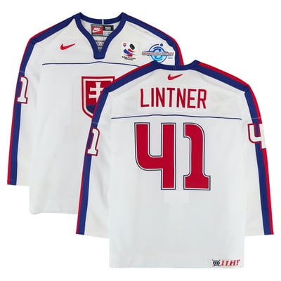 Richard Lintner Team Slovakia Fanatics Authentic Game-Used #41 White Nike Jersey from the 2004 World Cup of Hockey