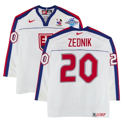Richard Zedník Team Slovakia Fanatics Authentic Game-Used #20 White Nike Jersey from the 2004 World Cup of Hockey
