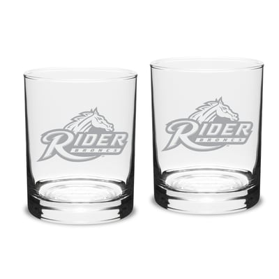 Rider Broncs 14oz. Two-Piece Classic Double Old-Fashioned Glass Set