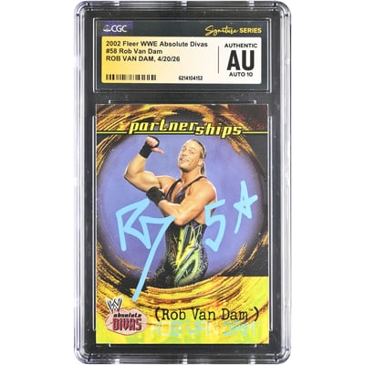 Rob Van Dam WWE Autographed 2002 Fleer WWE Absolute Divas #58 CGC Fanatics Witnessed Authenticated AUTO 10 Rookie Card