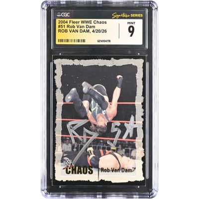 Rob Van Dam WWE Autographed 2004 Fleer WWE Chaos #51 CGC Fanatics Witnessed Authenticated MINT 9 Card