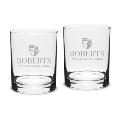 Roberts Wesleyan Redhawks 14oz. Two-Piece Classic Double Old-Fashioned Glass Set