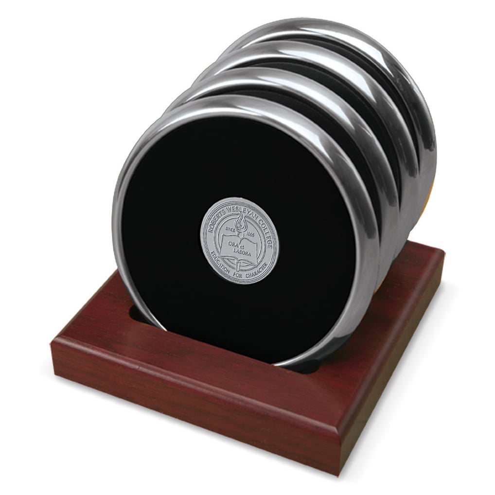 Roberts Wesleyan Redhawks 4-Piece Coaster Set - Silver