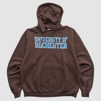 Rochester Yellow Jackets Champion 2000s Hooded Pullover Sweatshirt - Brown - M by Fanatics Real Vintage