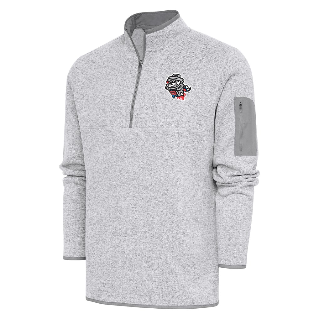  Rocket City Trash Pandas Antigua Fortune Quarter-Zip Pullover Jacket - Heather Gray