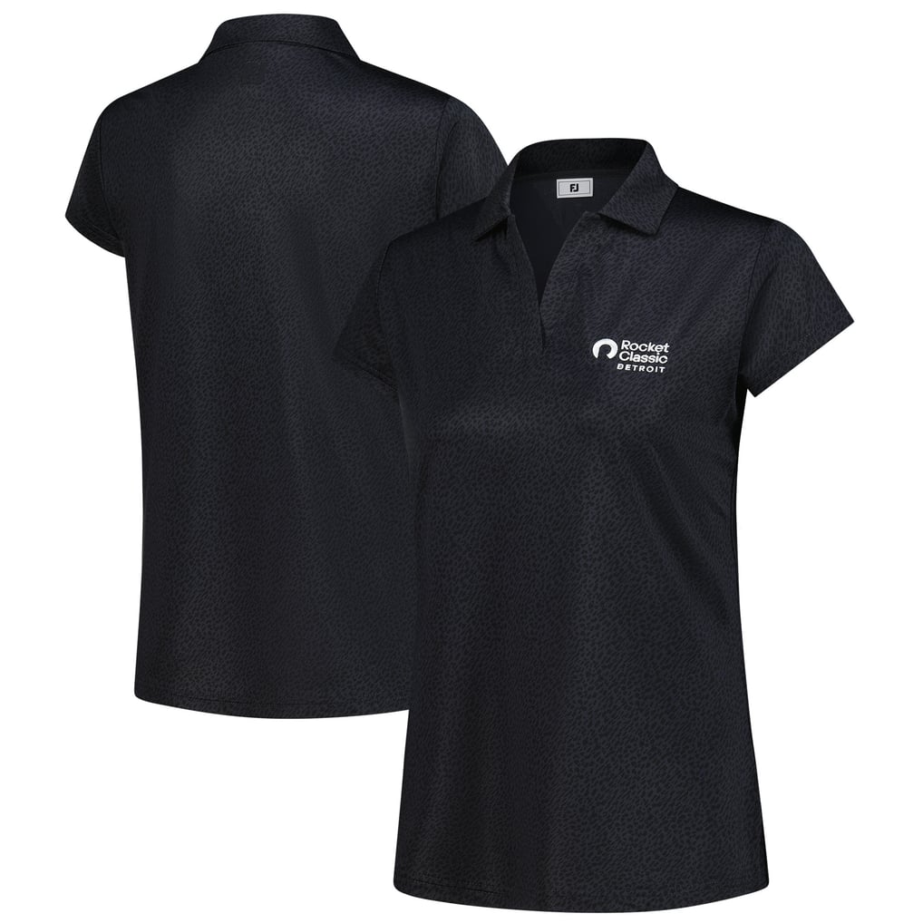 Rocket Classic FootJoy Women's Cap Sleeve Printed Polo - Black