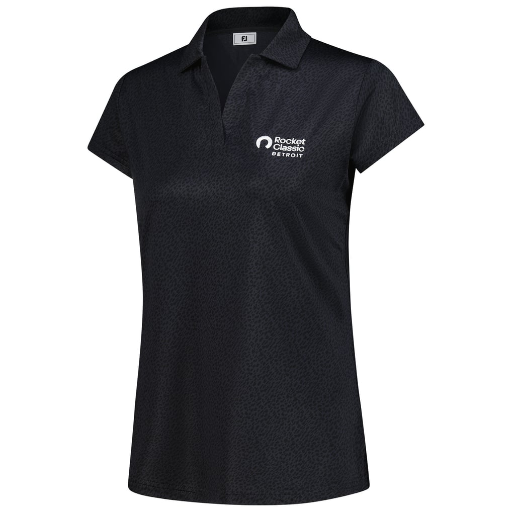 Rocket Classic FootJoy Women's Cap Sleeve Printed Polo - Black