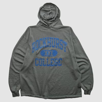 Rockhurst Hawks Champion 90s Hooded Pullover Sweatshirt - Dark Heather Gray - M by Fanatics Real Vintage