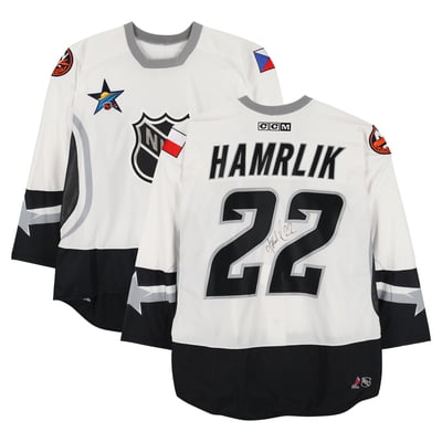 Roman Hamrlik Eastern Conference Autographed Fanatics Authentic Game-Used #22 White CCM Jersey from the 2003 NHL All-Star Game 
