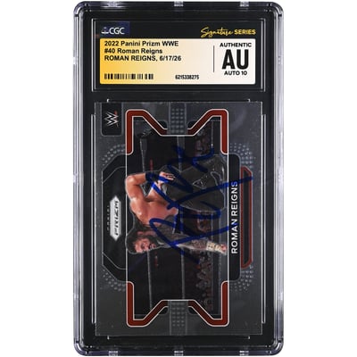 Roman Reigns WWE Autographed 2022 Panini Prizm WWE #40 CGC Fanatics Witnessed Authenticated AUTO 10 Card