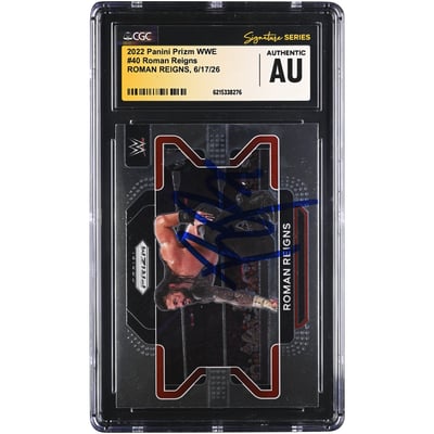Roman Reigns WWE Autographed 2022 Panini Prizm WWE #40 CGC Fanatics Witnessed Authenticated Card
