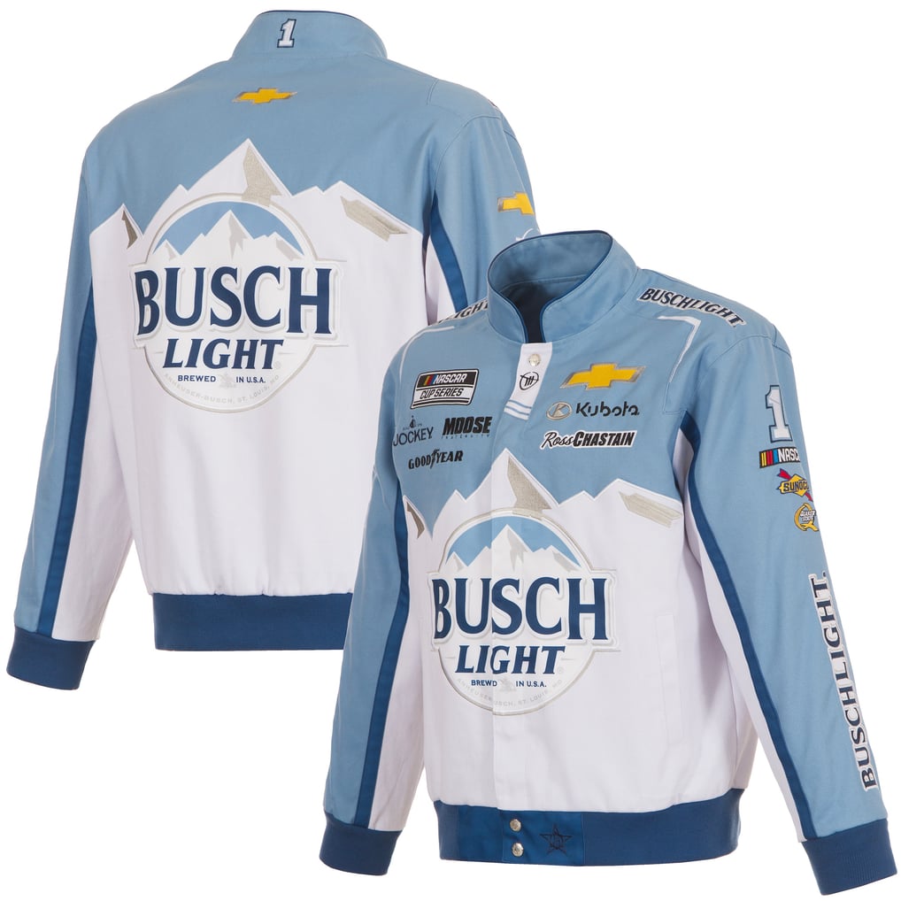 Ross Chastain JH Design Busch Light Full-Snap Twill Uniform Jacket - White/Light Blue