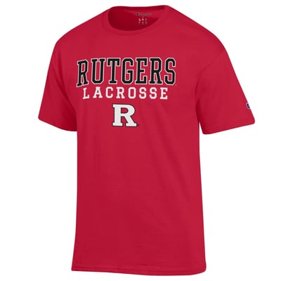  Rutgers Scarlet Knights Champion Lacrosse Stacked T-Shirt - Scarlet