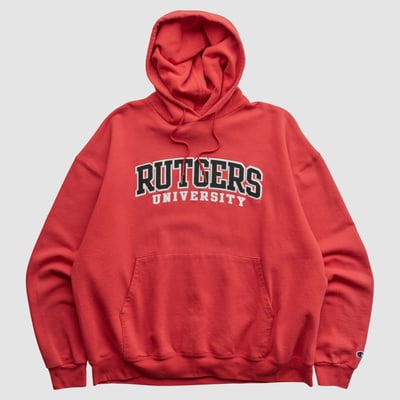 Rutgers Scarlet Knights Champion 2000s Hooded Pullover Sweatshirt - Red - XL by Fanatics Real Vintage