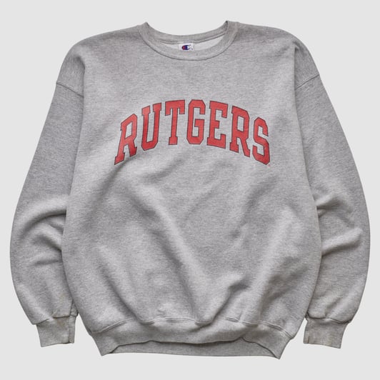 Rutgers Scarlet Knights Champion 2000s Pullover Sweatshirt - Heather Gray - M by Fanatics Real Vintage