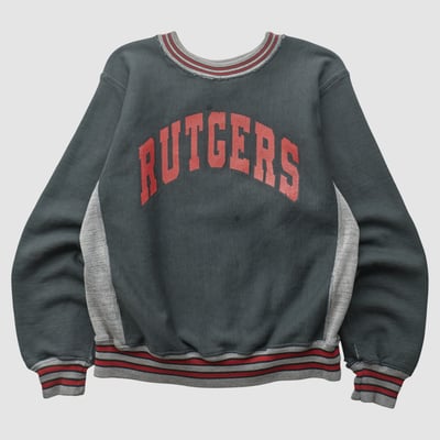 Rutgers Scarlet Knights North West Knitting Mills 90s Pullover Sweatshirt - Charcoal - M by Fanatics Real Vintage