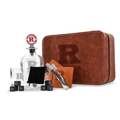 Rutgers Scarlet Knights The Memory Company Whiskey Decanter Set & Faux Leather Case