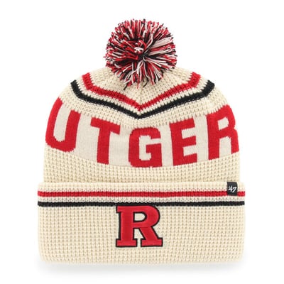 Rutgers Scarlet Knights '47 Unisex Quattrle Waffle Cuffed Knit Hat with Pom - Cream