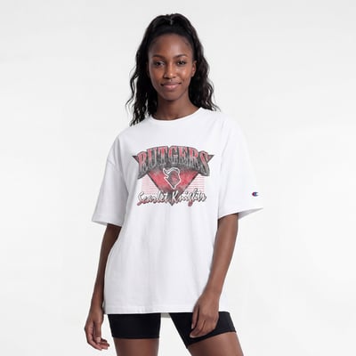  Rutgers Scarlet Knights Champion Women's Retro Oversized T-Shirt - White